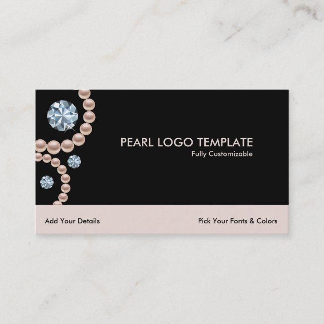 Carte De Visite Logo Diamonds Rhinestones & Perles (Devant)