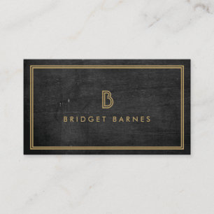 Carte De Visite LOGO d'INITIALE de MONOGRAMME d'ART DÉCO en OR sur