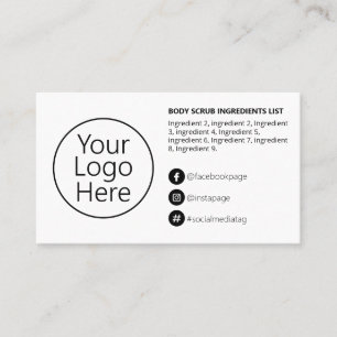 Carte De Visite Logo d'instructions pour les ingrédients blancs no