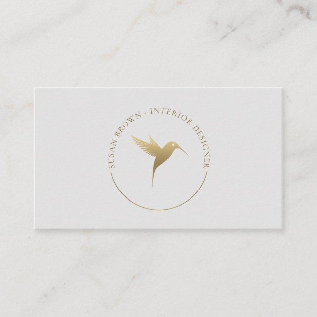 Carte De Visite Logo d'oiseaux de Humming Gold (Devant)
