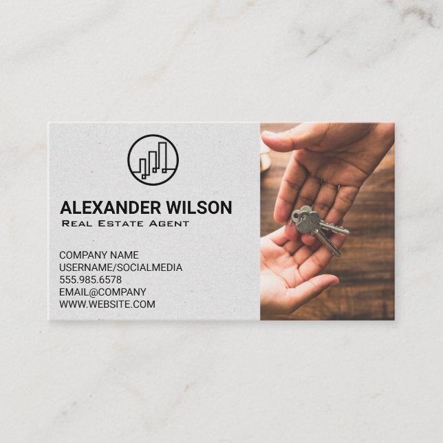 Carte De Visite Logo du bâtiment immobilier | Touches manipulées (Devant)