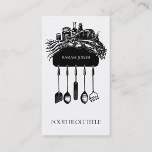 Carte De Visite Logo du blog alimentaire accrochage des ustensiles