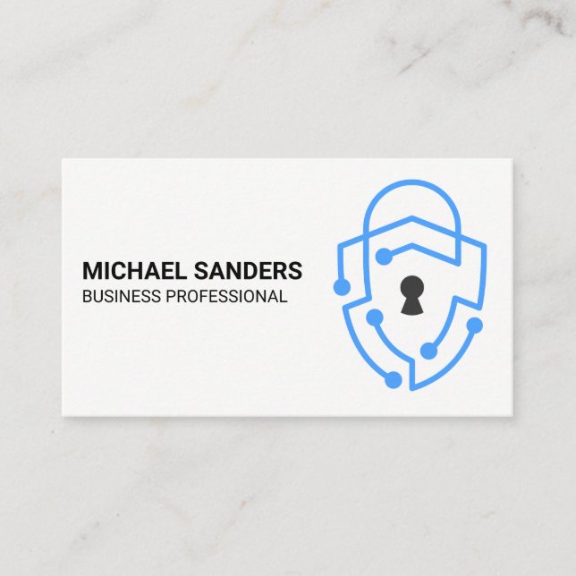 Carte De Visite Logo du bouclier de sécurité moderne Blue Tech (Devant)