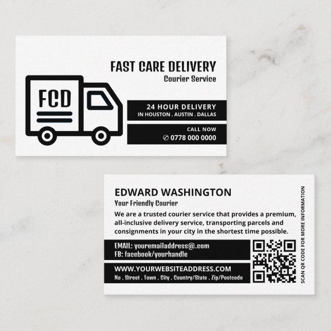 Carte De Visite Logo du camion de messagerie, service de messageri (Devant / Derrière)