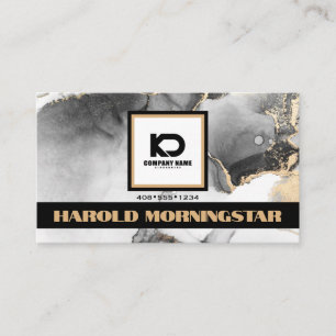 Carte De Visite Logo du Carré Black and Gold BOLD et code QR