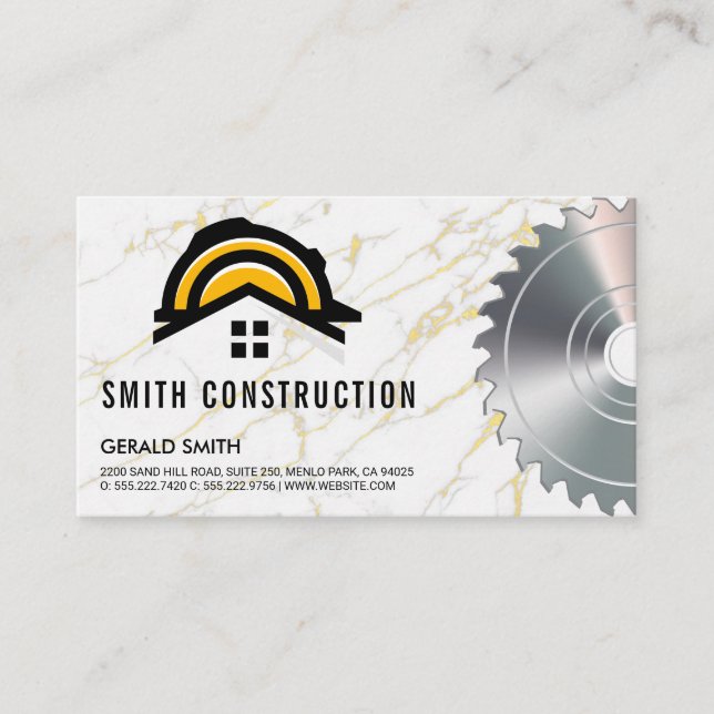 Carte De Visite Logo du Casquette dur de construction | scie (Devant)