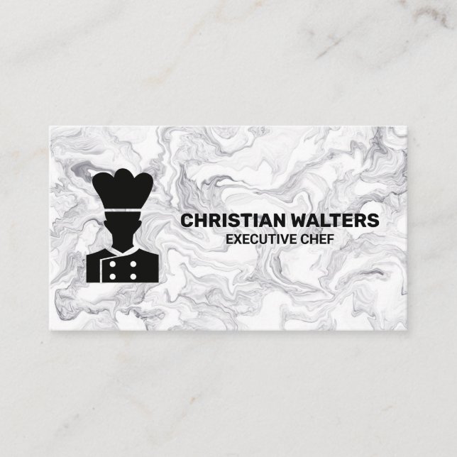 Carte De Visite Logo du chef | Arrière - plan en marbre (Devant)