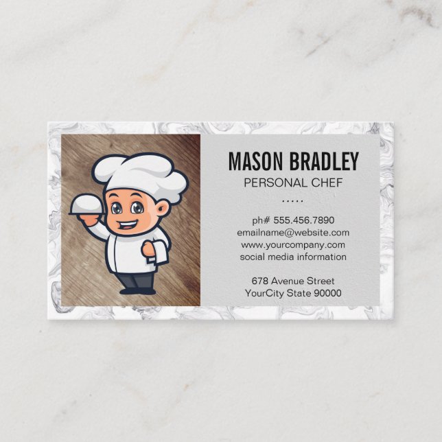 Carte De Visite Logo du chef | Bordure de marbre (Devant)
