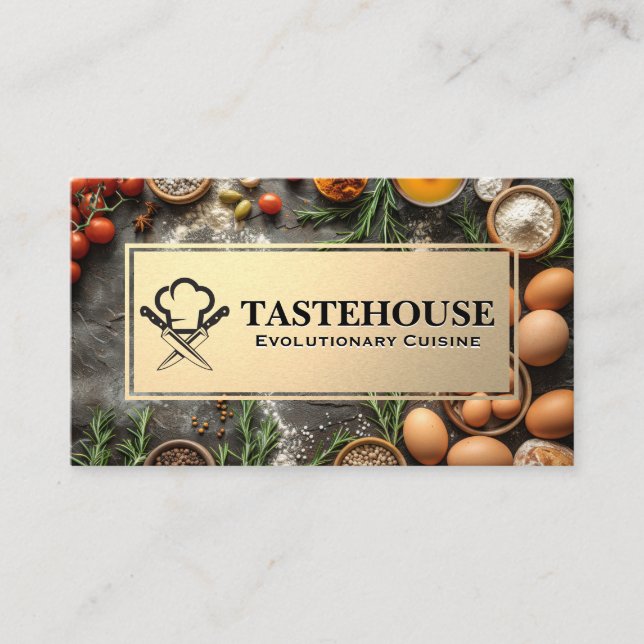 Carte De Visite Logo du chef | Ingrédients cuisines (Devant)