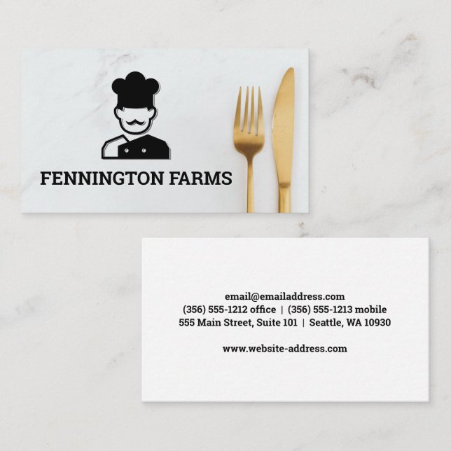 Carte De Visite Logo du chef | Silverware (Devant / Derrière)