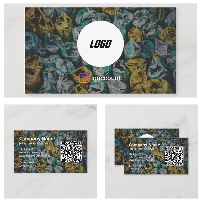 Carte De Visite Logo du code QR du conteneur de dépôt (Junk Removal Dumpster QR Code Logo Business Card
)