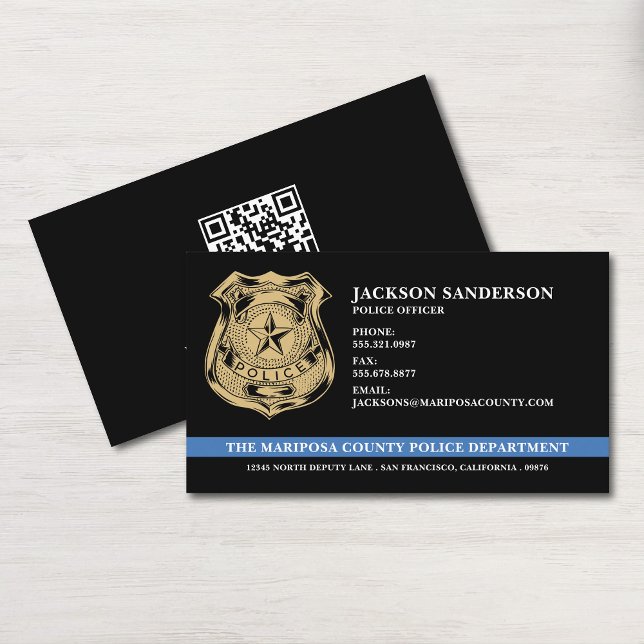 Carte De Visite Logo du code QR du département de police (Police Department Law Enforcement Officer Logo Business Card)