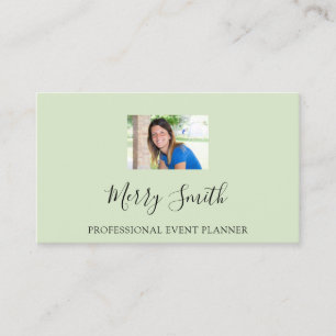 Carte De Visite Logo du code QR - Mention photo personnalisée vert