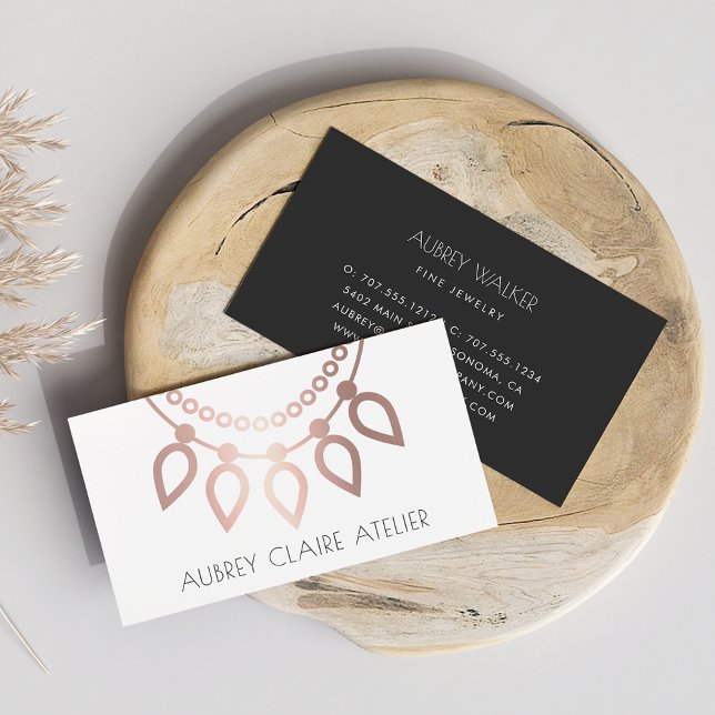 Carte De Visite Logo du collier d'or rose | Design de bijoux (Créateur téléchargé)