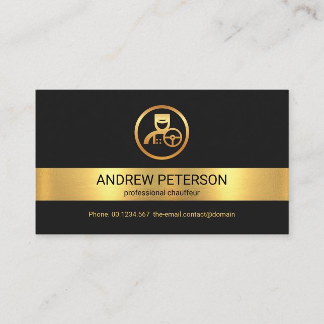 Carte De Visite Logo du conducteur de Chauffeur Creative Gold Stri (Devant)