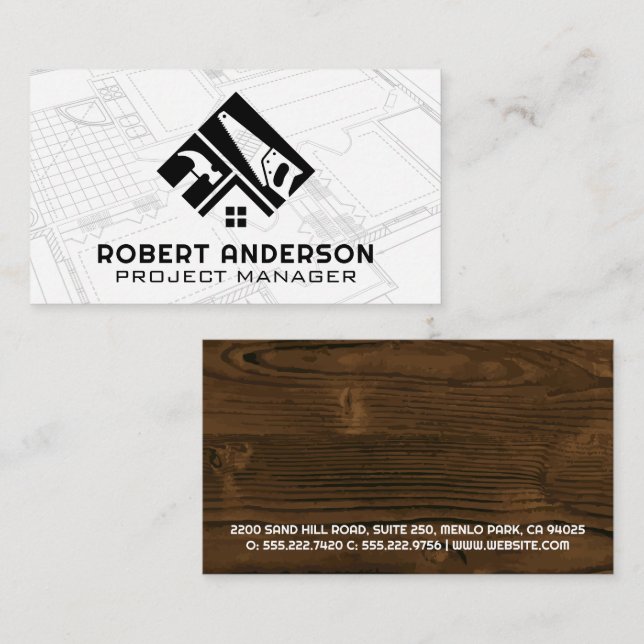 Carte De Visite Logo du constructeur | Outils de construction | Pl (Devant / Derrière)