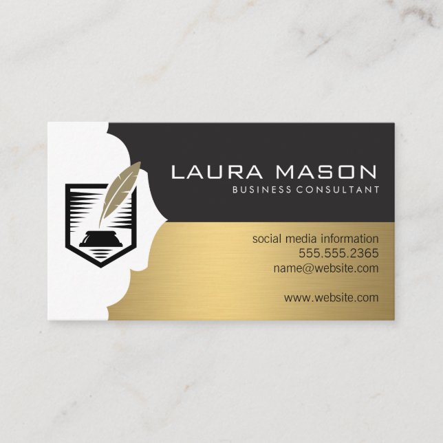 Carte De Visite Logo du contrat de quill stylo | Professionnel (Devant)