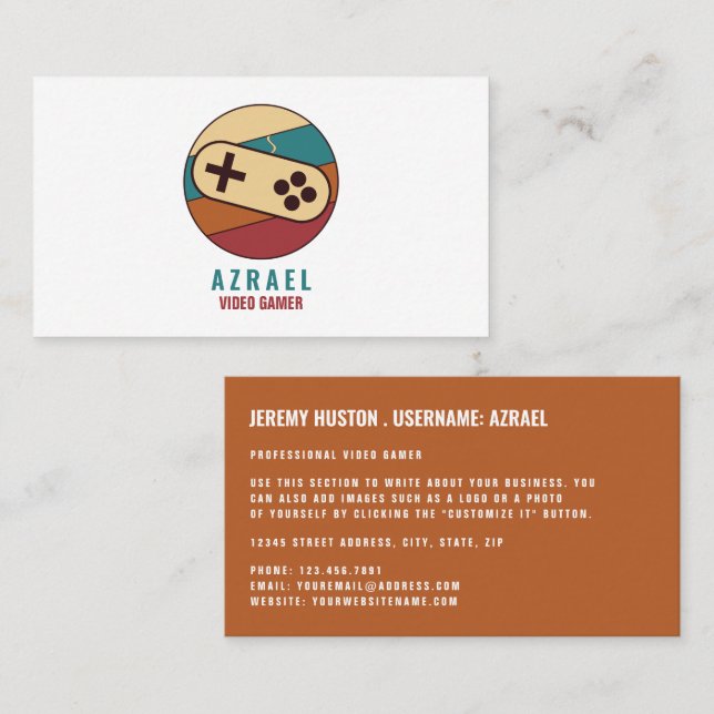 Carte De Visite Logo du contrôleur de jeu, jeu vidéo (Devant / Derrière)