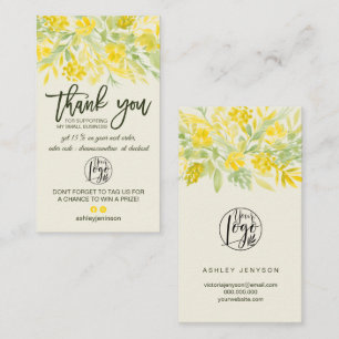 Carte De Visite Logo du cool fleuri vert jaune commander merci