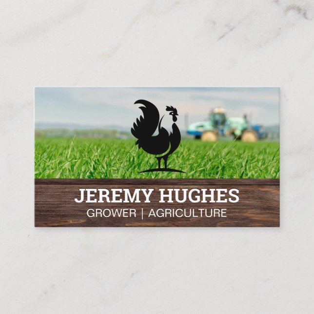 Carte De Visite Logo du coq | Tracteur et Farmland (Devant)