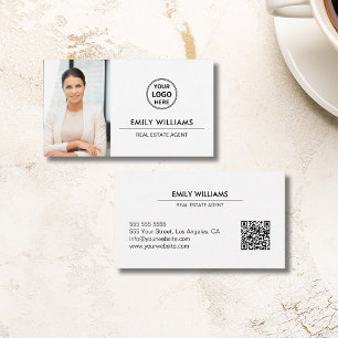 Carte De Visite Logo du courtier immobilier Photo QR White