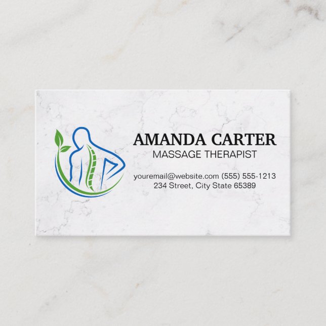 Carte De Visite Logo du diagramme de dos de massage (Devant)