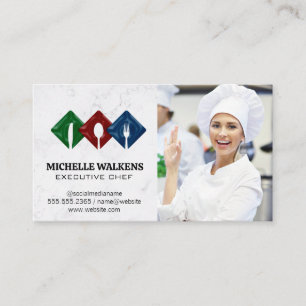 Carte De Visite Logo du diner Chef femme en cuisine