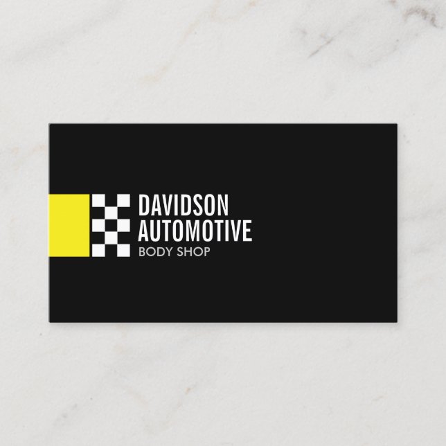 Carte De Visite Logo du drapeau de course moderne dans l'automobil (Devant)