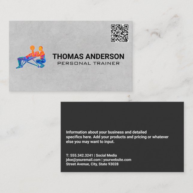 Carte De Visite Logo du formateur personnel | Code QR (Devant / Derrière)