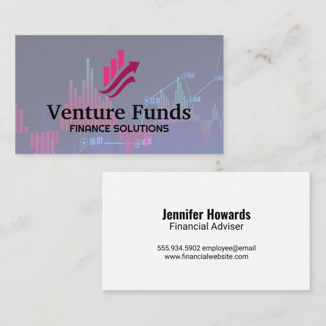 Carte De Visite Logo du graphique financier | Investir (Devant / Derrière)