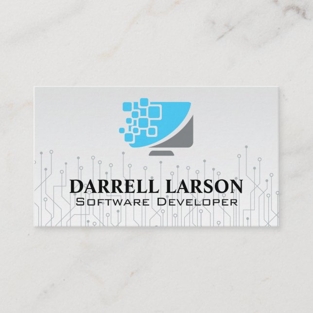 Carte De Visite Logo du logiciel informatique de technologie (Devant)