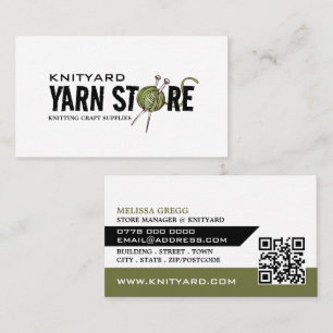 Carte De Visite Logo du magasin de fils verts, magasin de Tricots,