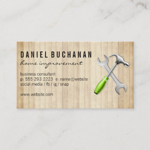 Carte De Visite Logo du marteau à clé   Panneaux en bois