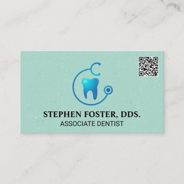 Carte De Visite Logo du médecin dentaire | QR (Devant)