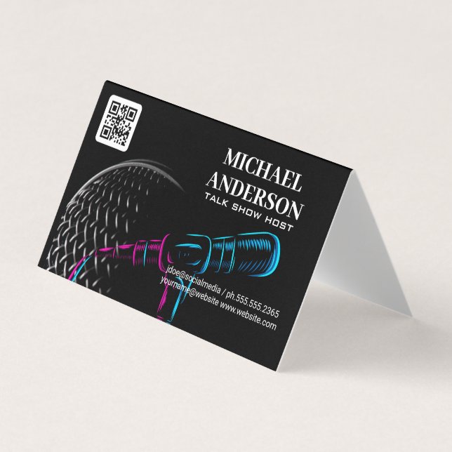 Carte De Visite Logo du microphone | Podcast Vlogger (Devant)