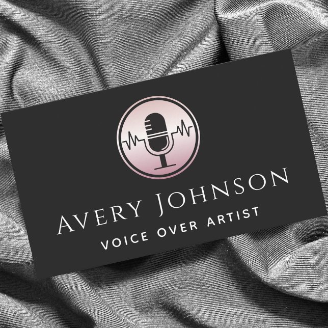 Carte De Visite Logo du microphone rose Rose Gold Voix sur l'artis (Créateur téléchargé)