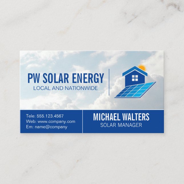 Carte De Visite Logo du panneau solaire | Ciel (Devant)