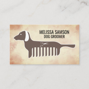 Carte De Visite Logo du peigne Dachshund Chien Groomer