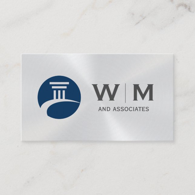 Carte De Visite Logo du pilier Monogramme Métal brillant (Devant)