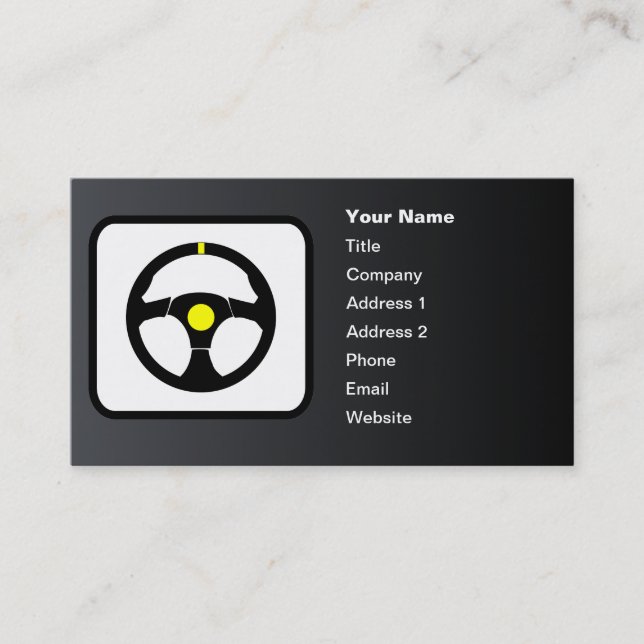 Carte De Visite Logo du pilote de course - Noir personnalisable (Devant)
