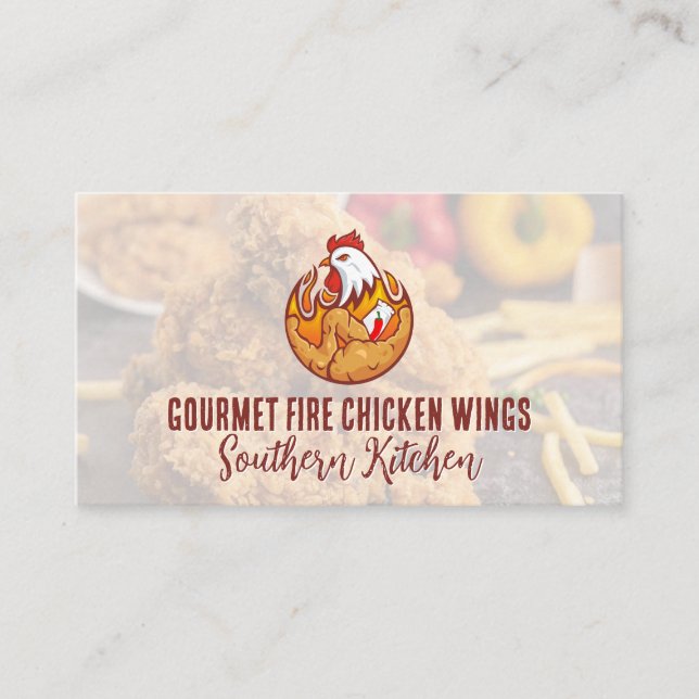Carte De Visite Logo du poulet et des poivrons | Poulet frit (Devant)