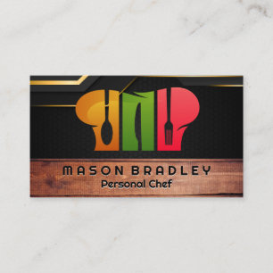 Carte De Visite Logo du restaurant Chef Casquette   Bois