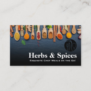 Carte De Visite Logo du restaurant   Herbes et épices sur cuillère