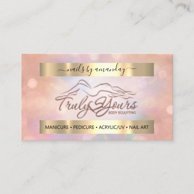 Carte De Visite Logo du Rose de maquillage professionnel Holograph (Devant)