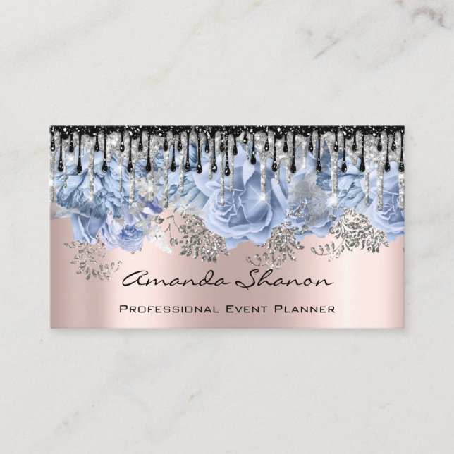 Carte De Visite Logo du Rose Mariage du planificateur d'événements (Devant)