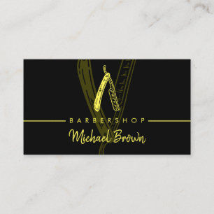 Carte De Visite Logo du Salon de Coiffure Razor Noir Jaune