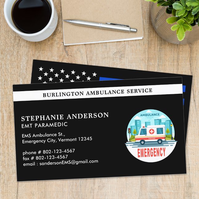 Carte De Visite Logo du service d'ambulance personnalisée EMT para (Créateur téléchargé)