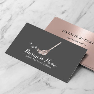 Carte De Visite Logo du service de ménage de la maison Rose Gold M