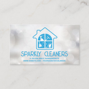 Carte De Visite Logo du service de nettoyage de la maison   Éclats