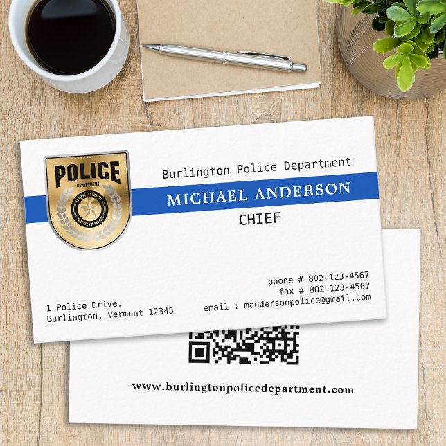 Carte De Visite Logo du service de police personnalisé Police (Créateur téléchargé)